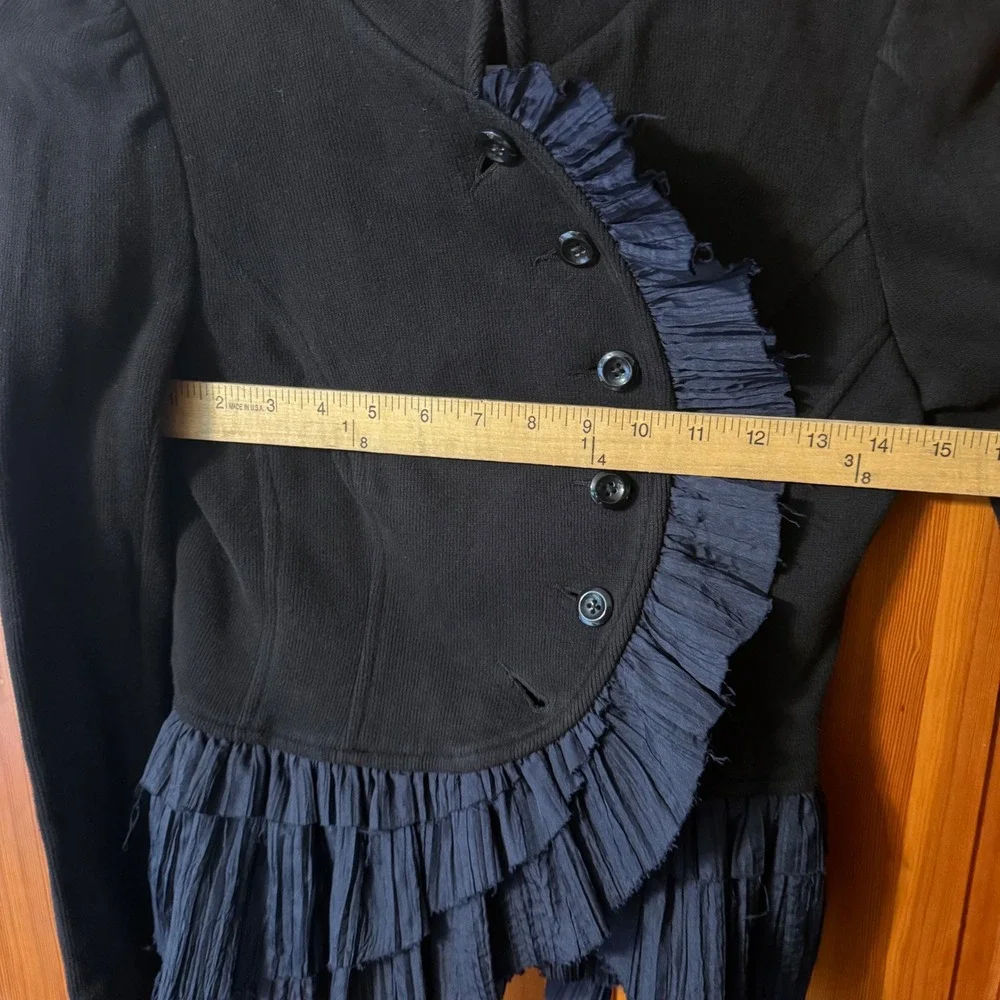Free People Military Ruffle Jacket Womens 4 Black Excellent Victorian Peplum